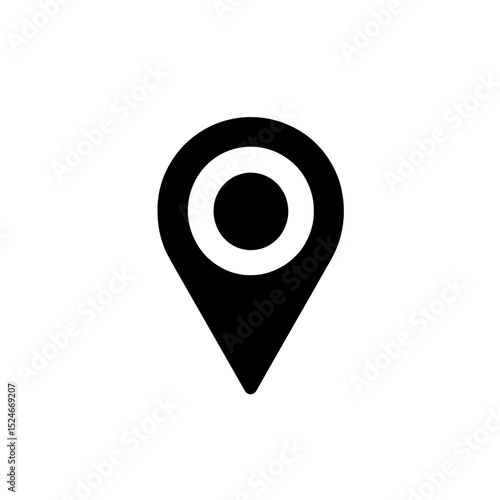 Solid location pin icon indicating GPS marker, geolocation service, and navigation point in simplified vector style