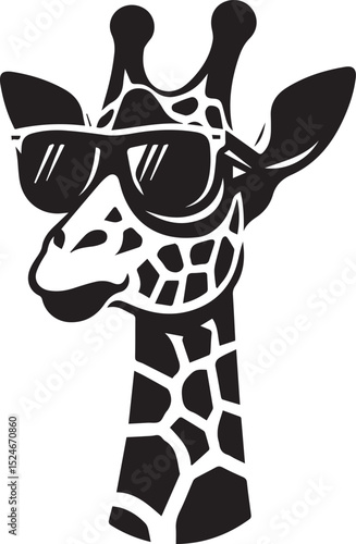 giraffe head vector illustration, giraffe head with sunglass vector illustration