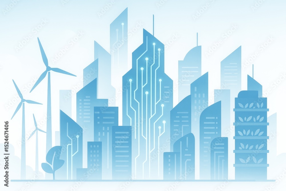 Fototapeta premium Smart sustainable cityscape eco friendly technology