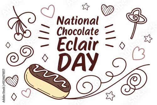 NATIONAL CHOCOLATE ECLAIR DAY vector illustration