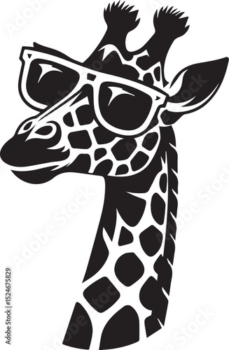 giraffe head vector illustration, giraffe head with sunglass vector illustration