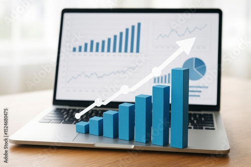 Business Growth Chart on Laptop Screen