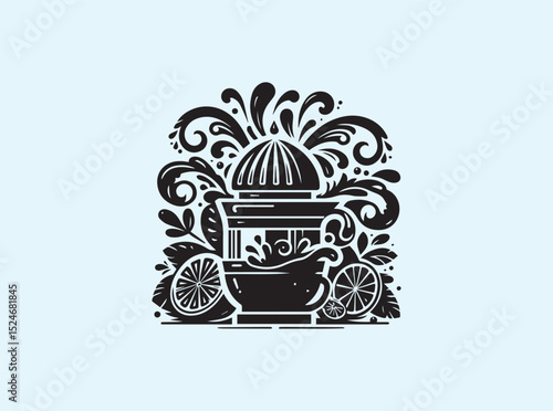 Decorative Household Juicer Black Silhouette on Surface