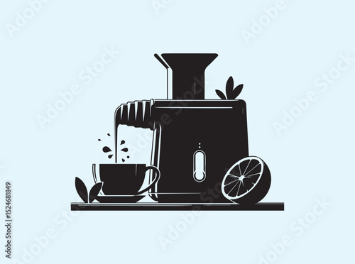 Solid Silhouette of Electric Juicer on Table
