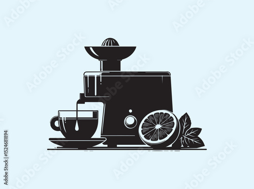 Tabletop Juicer in Solid Black Silhouette
