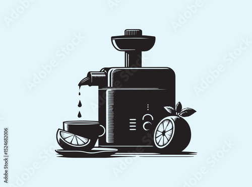 Solid Juicer Outline in Black on Flat Surface