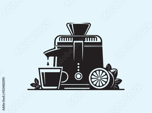 Kitchen Juicer Solid Silhouette on Table