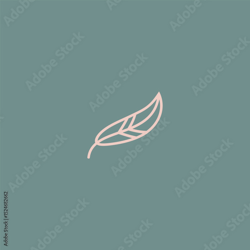 Feather outline style logo vector illustration. represent softness, lightness and comfort. simple and modern style icon.