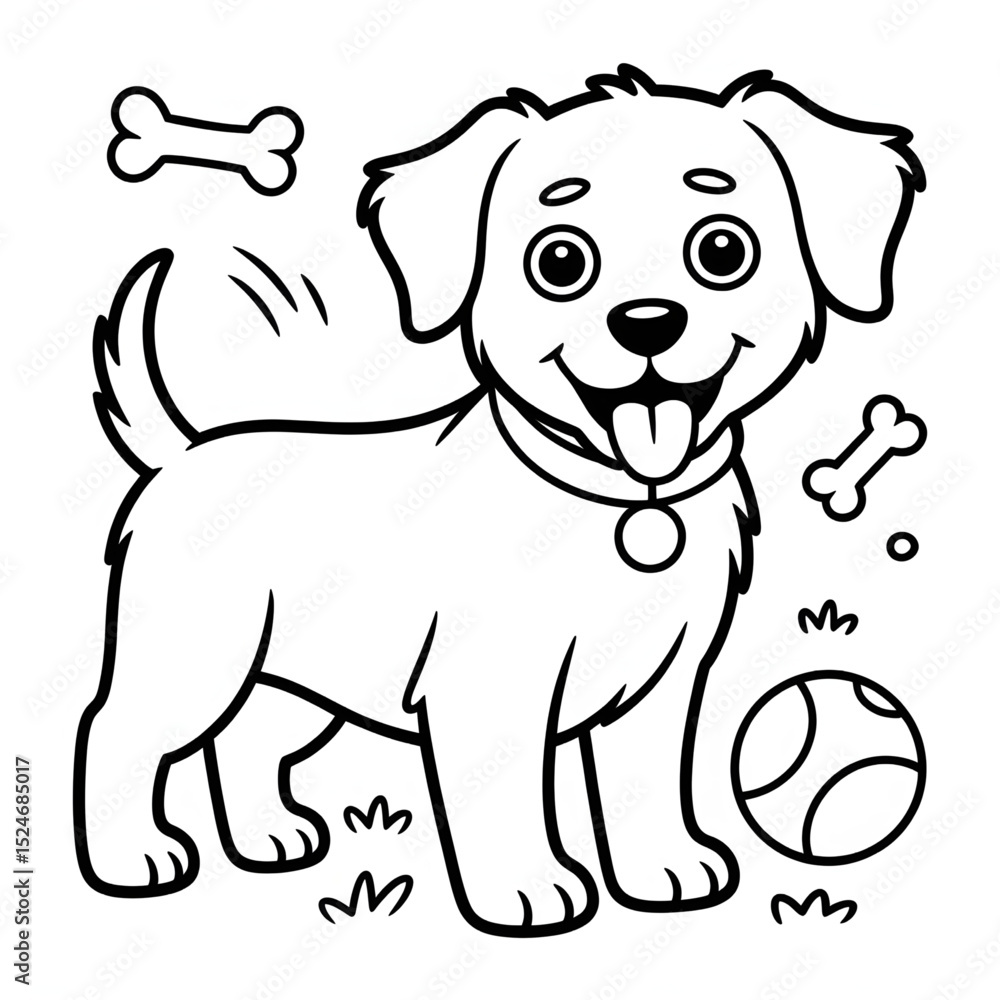 Fototapeta premium A beautiful line art design of a dog coloring page
