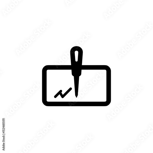 Tailor atelier needle and thread emblem in minimalist design