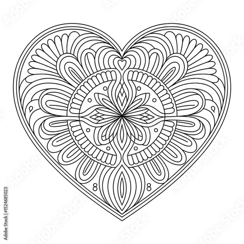 heart with floral ornament coloring page