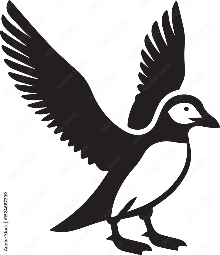 Fototapeta premium Vector Bird Logo Design, Black and White Silhouette