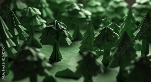 Wallpaper Mural Enchanted Origami Forest: A serene collection of meticulously crafted paper trees, evoking the tranquility of a mystical woodland. Ideal for nature, environmental, and fantasy themes. Torontodigital.ca