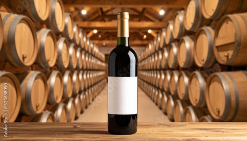 Wine bottle on rustic wooden table, a still life of beverage and relaxation wine