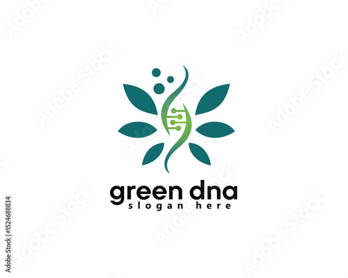 creative dna health and genetical logo ,dna icon with leaves circling ,logo design template