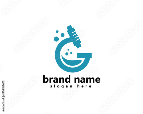 creative laboratory logo, microscope like lab bottle, logo design template