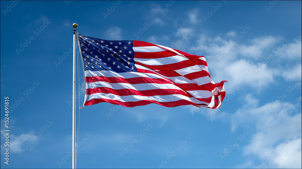 Obraz premium American Flag with Urban Backdrop