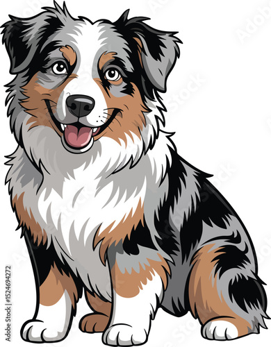 Cute Australian Shepherd Dog Vector