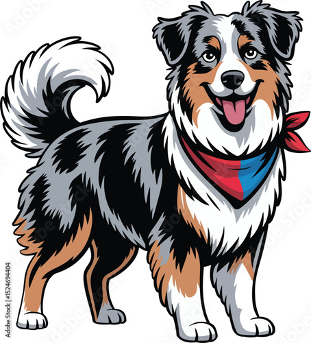 Cute Australian Shepherd Dog Vector