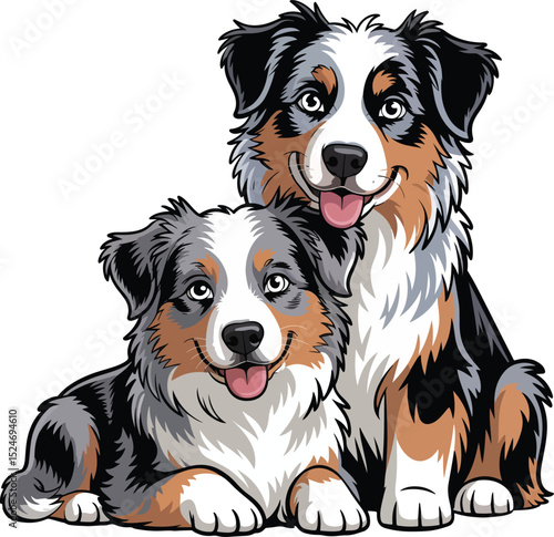 Cute Australian Shepherd Dog Vector