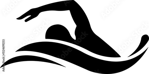 swimming figure icon in flat style. isolated on transparent background