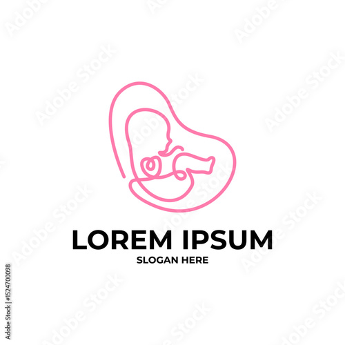 baby in womb fetus logo vector