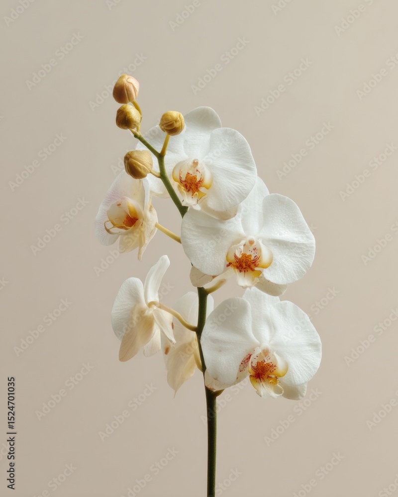 Obraz premium Eliza Doolittle Day Orchid Stem with Elegant Metallic Petals and Unopened Buds - Luxury Floral Aesthetic for Spring Equinox and Mothers Day Marketing Campaigns