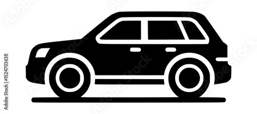 Black silhouette of a modern suv vehicle