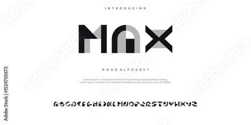 MAX abstract digital alphabet font. Minimal technology typography, Creative urban sport fashion futuristic font and with numbers. vector illustration