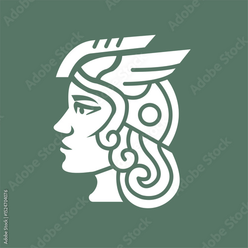 Illustration of a female valkyrie head
