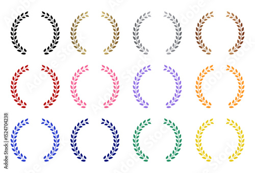 ランキング用フレームデザインセット(1位 金銀銅 メダル 月桂樹 ベクターイラスト 編集可能 背景透過PNG 冠 ゴールド アイコン リボン 賞)	
