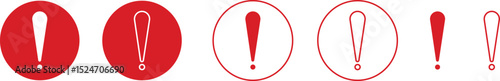Exclamation mark icon set isolated on transparent background. Precautions circle symbol design. Emergency Warning Sign collection vector illustration. Speech bubble with exclamation mark.