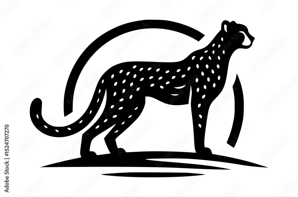 Fototapeta premium Black cheetah silhouette against a sunset