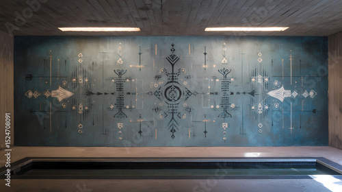 advertising concept for immersive experience | psycho-sonic symbol | flickering detail | bleached memory tones | memory vault corridor | ritual vessel | syntax grid | emotive fog matter | mid-century