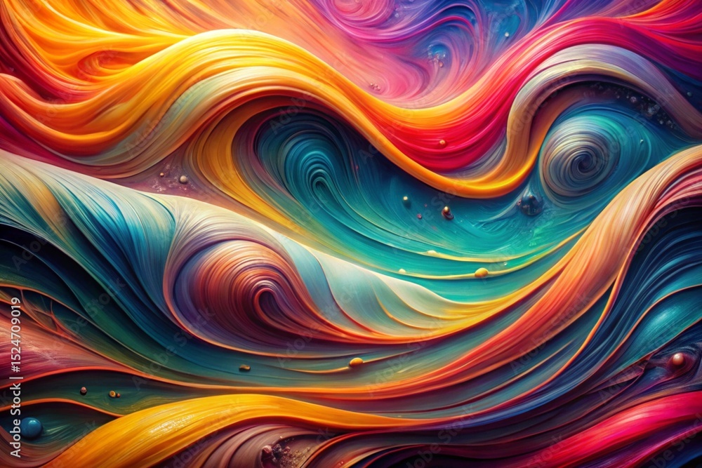 Fototapeta premium A colorful painting of a wave with a blue background