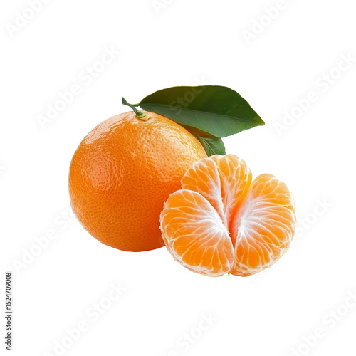 Vibrant Citrus: A fresh, juicy mandarin orange alongside its peeled segments, radiating the essence of freshness and vitality.