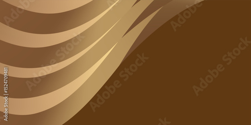 Abstract shine glow backgound. Gold (bronze) glitter wave on brown.