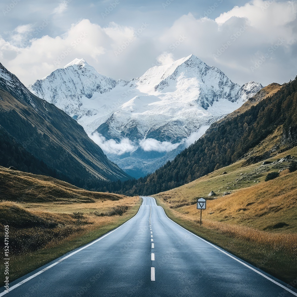 Naklejka premium 4. Why are mountain roads popular subjects in travel and nature stock photography? 