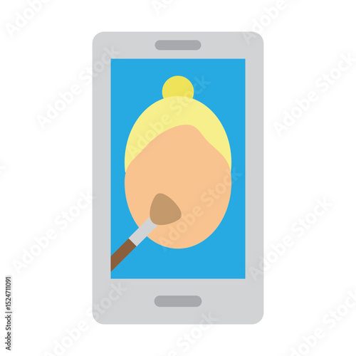 Virtual Makeup Try on Vector Flat Icon Design