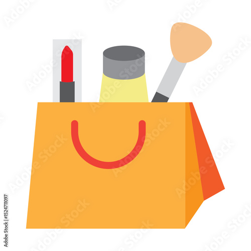 Cosmetic Shopping Bag Vector Flat Icon Design
