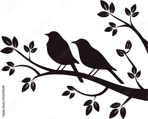 bird on a branch of tree silhouette