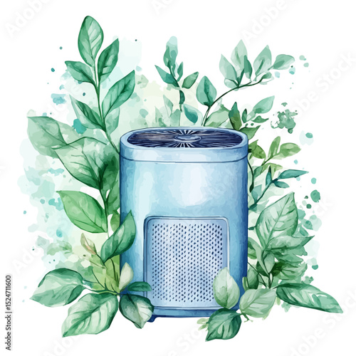 Air Purifiers, watercolor illustration vector, high quality, isolated on a white background.