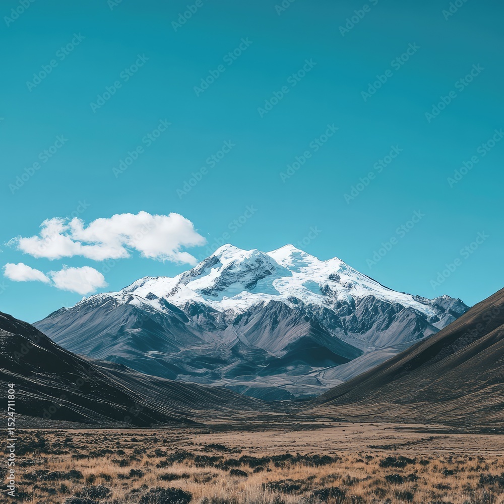 Fototapeta premium A breathtaking view of a snow-capped mountain range under a clear blue sky --