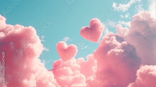 Romantic sky filled with pink clouds whispering love.