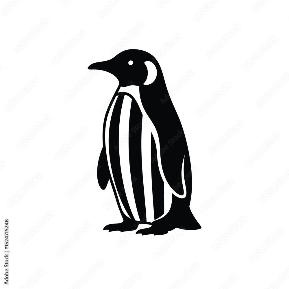 Naklejka premium Striped penguin silhouette illustration