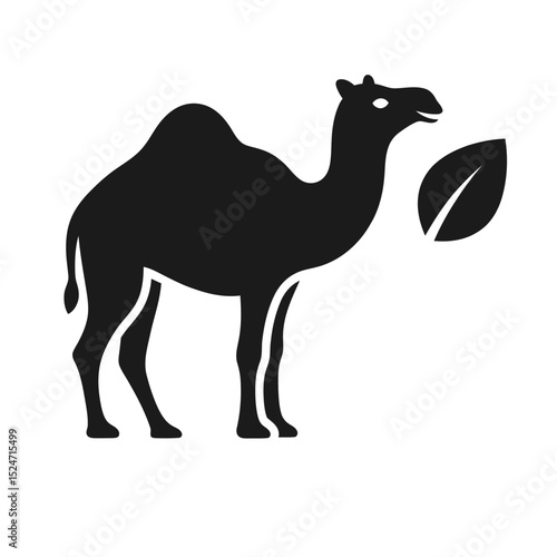 Camel silhouette with leaf icon design