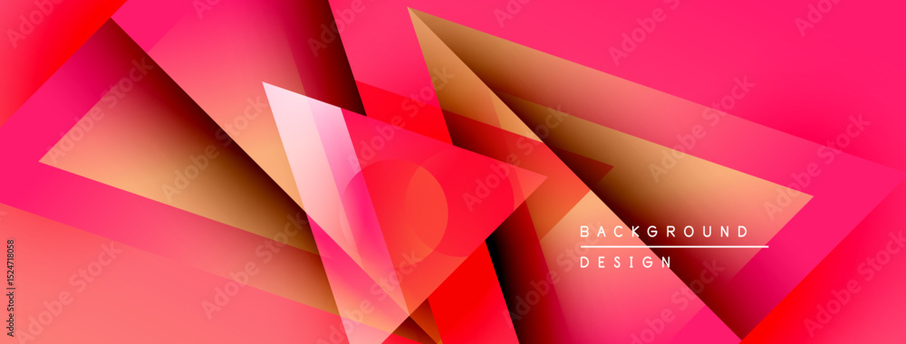 Fototapeta premium Abstract geometric shapes, vibrant pinks, oranges create dynamic background. Modern design elements suggest energy, innovation.