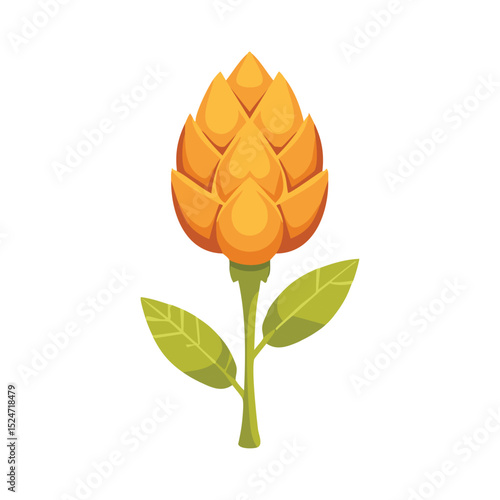 An isolated stylized hop flower