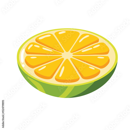 An illustration of a halved lime with yellow segments