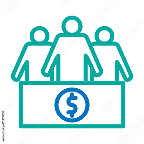 Crowdsourcing Vector Line Blue Bluish Green Icon Design